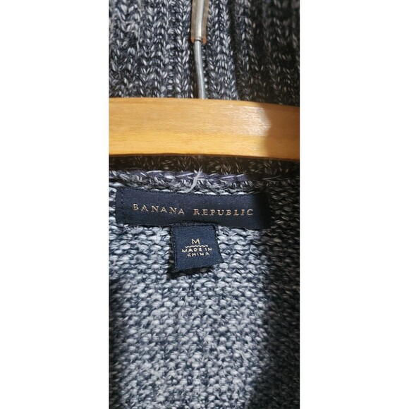 BANANA REPUBLIC TWEED FULL ZIP KNIT CARDIGAN JACKET SIZE MEDIUM BLUE - Picture 7 of 9